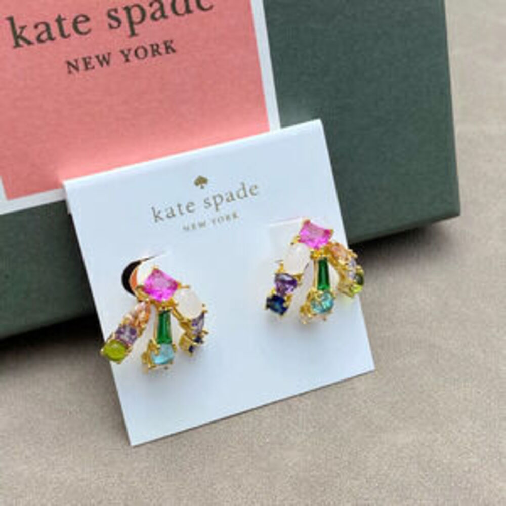 kate spade Colorful CZ Irregular Geometric Three Prong Earrings